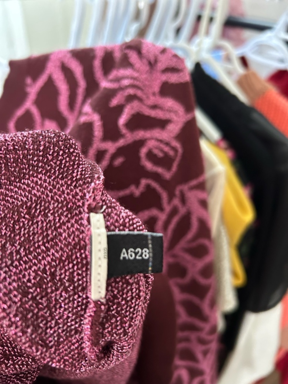 Kate Spade Wine and Pink Metallic Floral Knit Sweater - XS - Picture 8 of 8